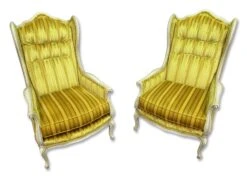 Pair Of Yellow Velvet French Provincial Parlor Chairs 29 Pair Of Yellow Velvet French Provincial Parlor Chairs -OGT Sale Store m215638 14