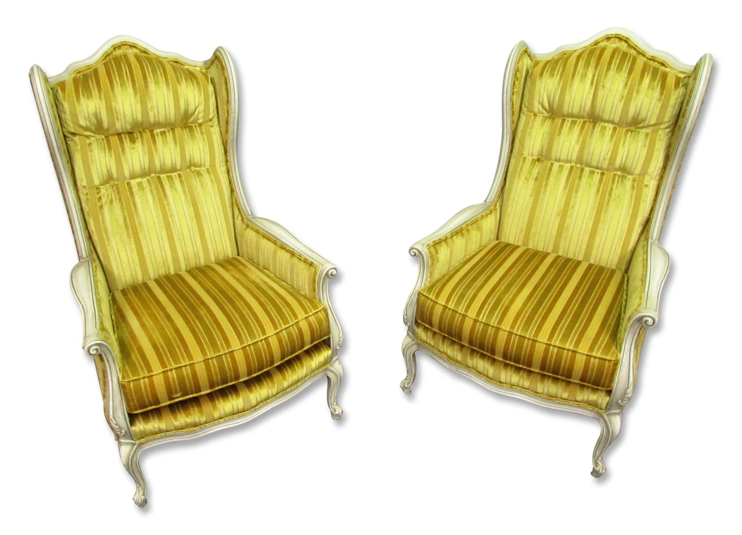 Pair Of Yellow Velvet French Provincial Parlor Chairs 15 Pair Of Yellow Velvet French Provincial Parlor Chairs - Image 13