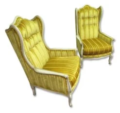 Pair Of Yellow Velvet French Provincial Parlor Chairs 30 Pair Of Yellow Velvet French Provincial Parlor Chairs -OGT Sale Store m215638 15