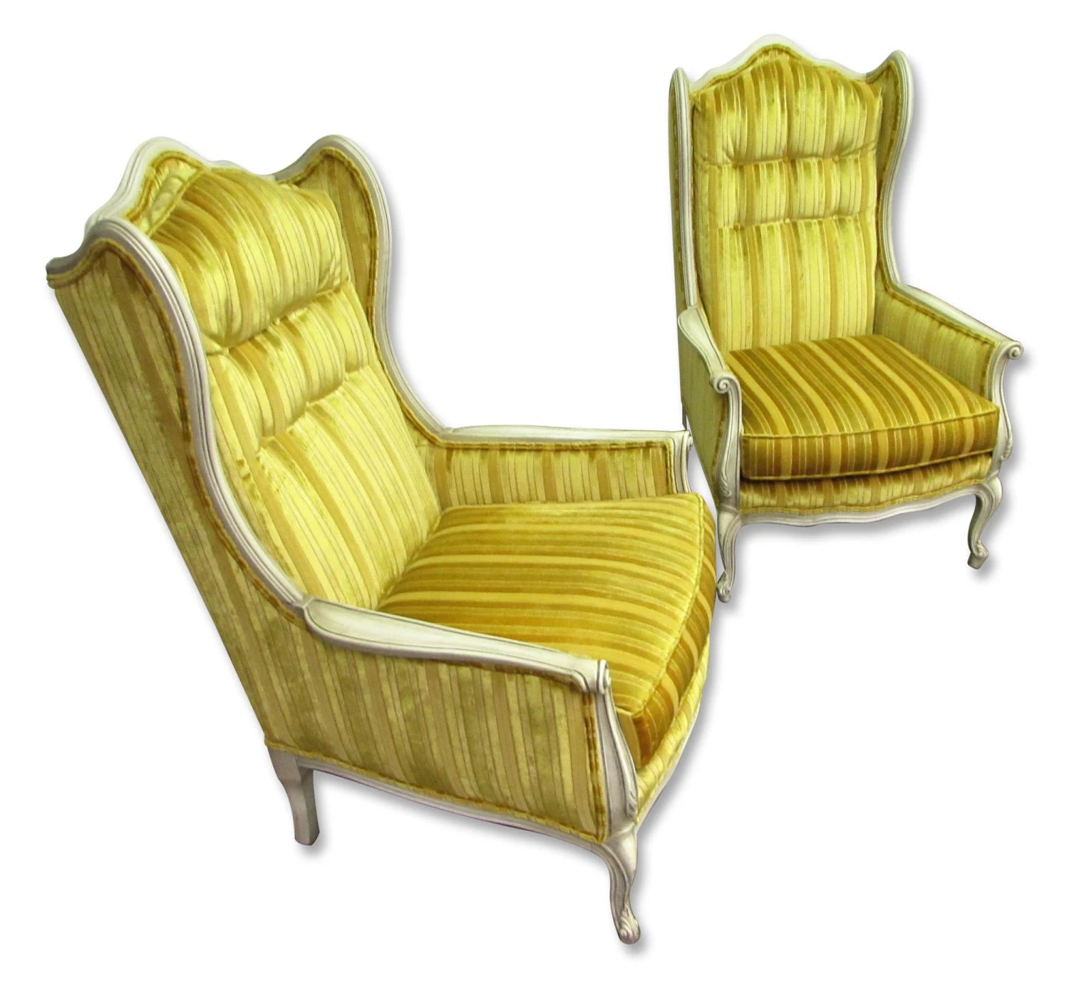 Pair Of Yellow Velvet French Provincial Parlor Chairs 16 Pair Of Yellow Velvet French Provincial Parlor Chairs - Image 14