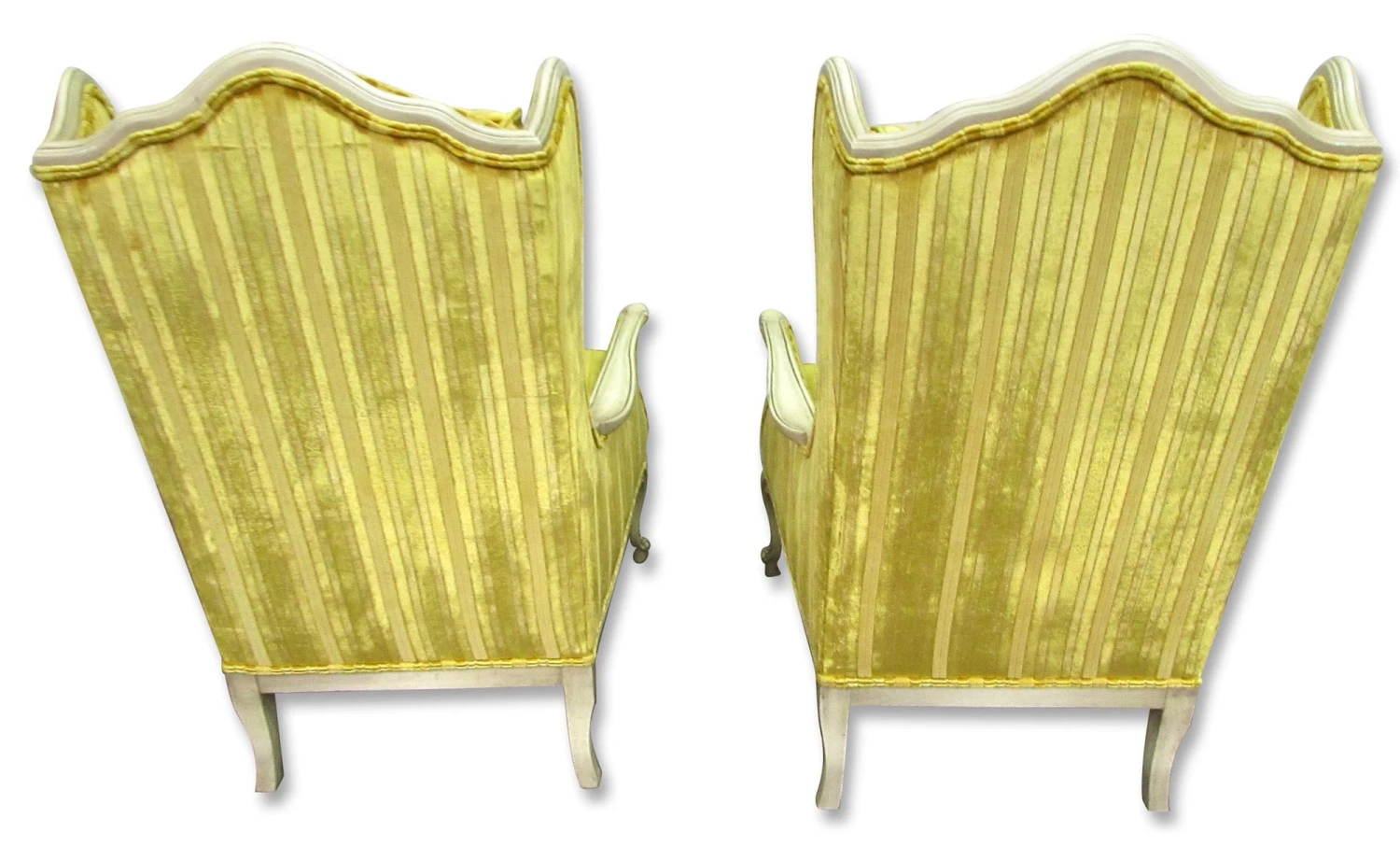 Pair Of Yellow Velvet French Provincial Parlor Chairs 17 Pair Of Yellow Velvet French Provincial Parlor Chairs - Image 15