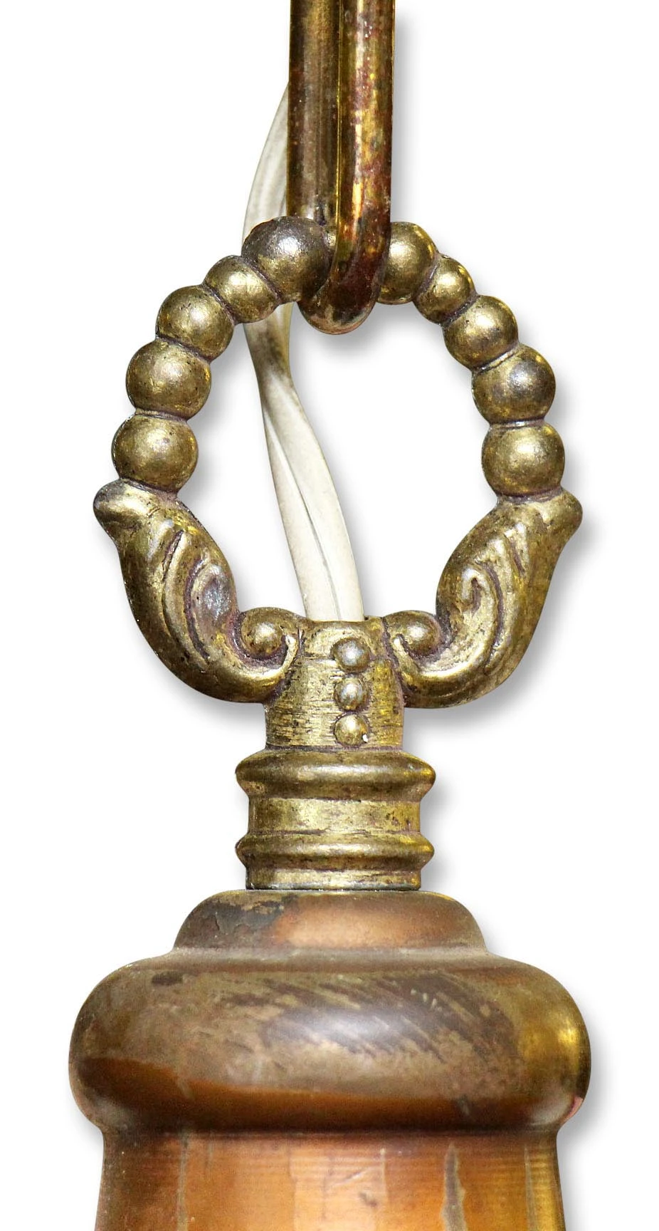 Vintage Traditional Gold Tan Slag Glass Pendant Ceiling Lantern 7 Vintage Traditional Gold Tan Slag Glass Pendant Ceiling Lantern - Image 5