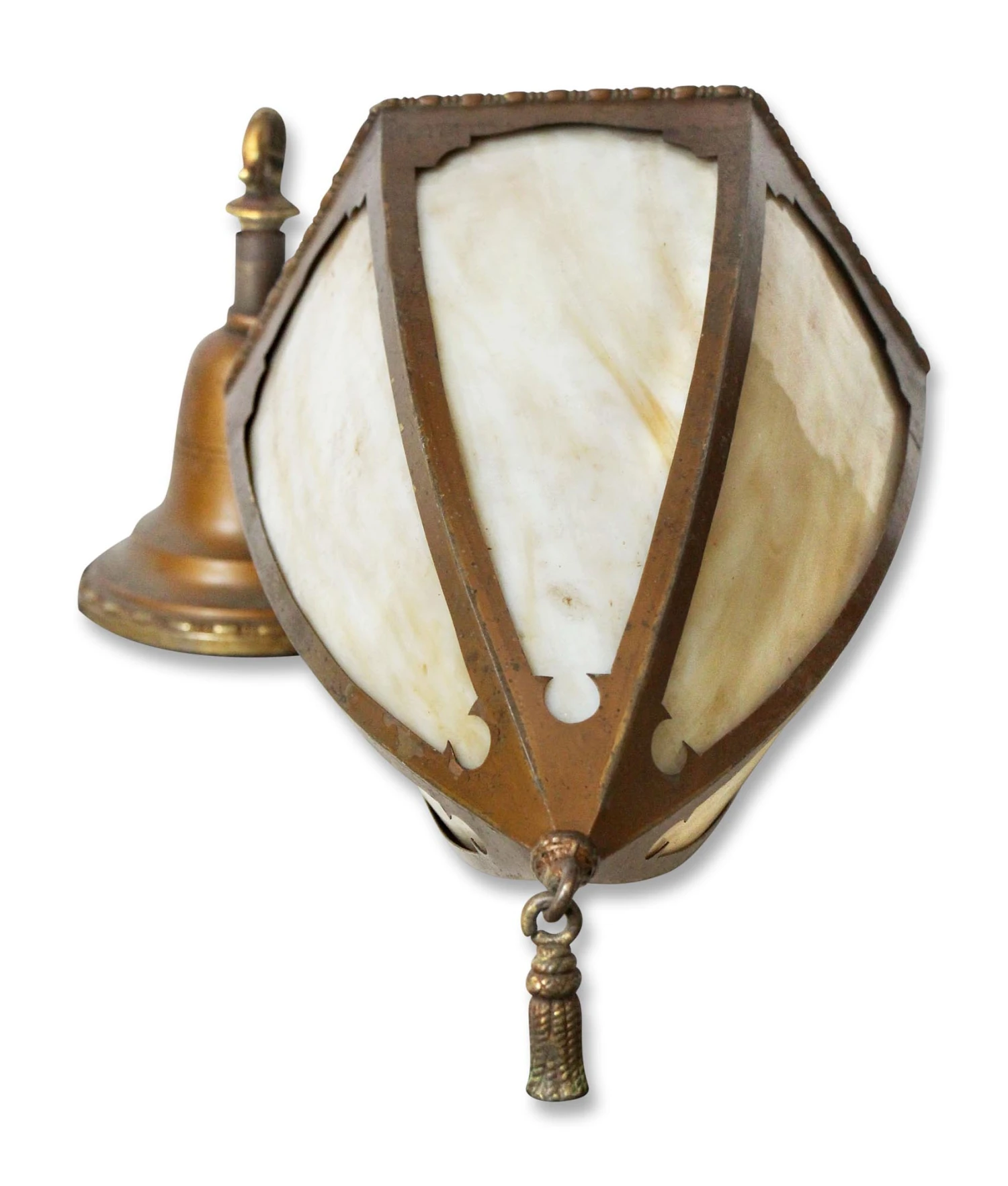 Vintage Traditional Gold Tan Slag Glass Pendant Ceiling Lantern 9 Vintage Traditional Gold Tan Slag Glass Pendant Ceiling Lantern - Image 7