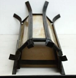 Pair Of Vintage Modern Stained Glass Iron Wall Sconces 16 Pair Of Vintage Modern Stained Glass Iron Wall Sconces -OGT Sale Store m216038 06