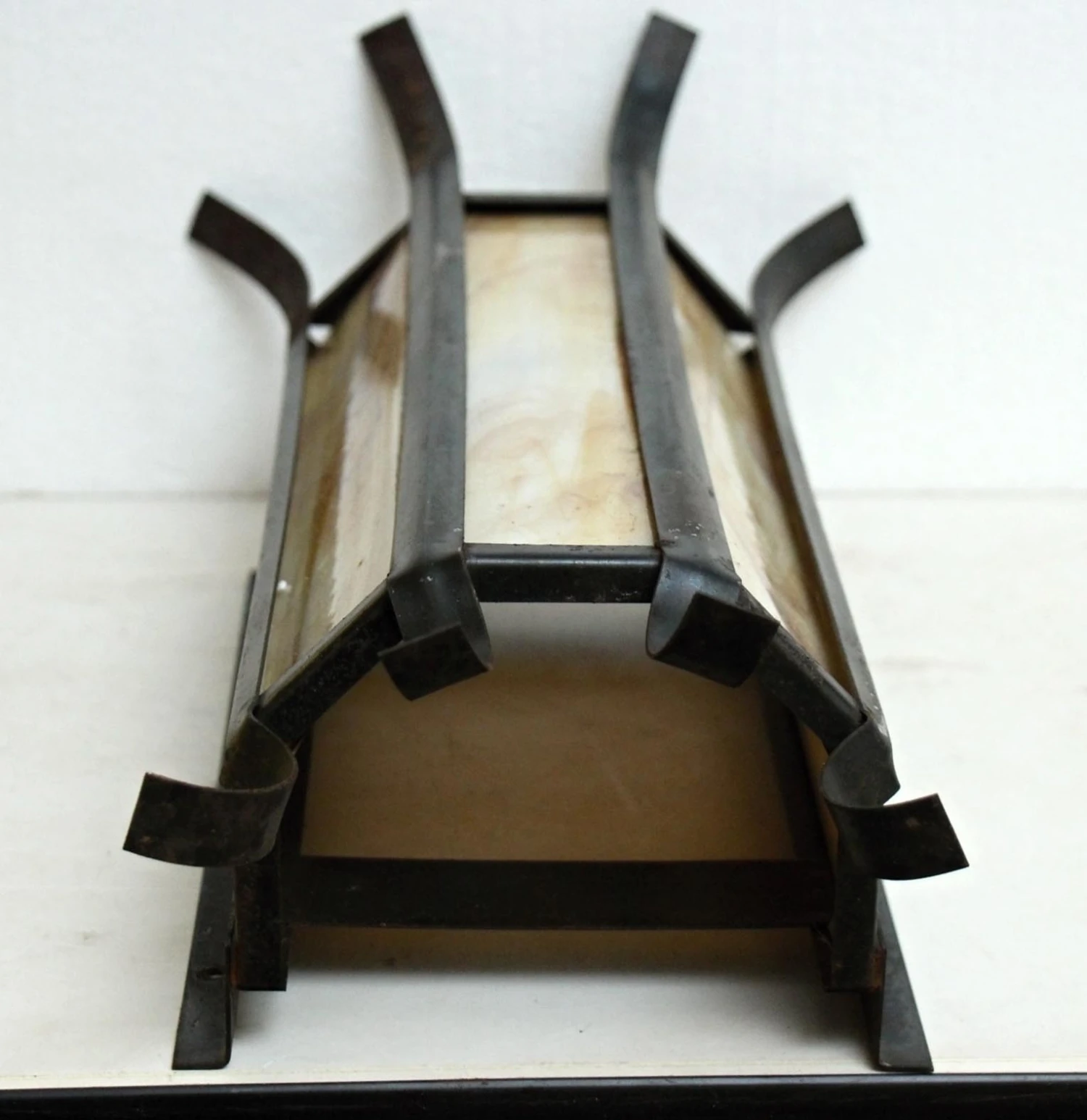 Pair Of Vintage Modern Stained Glass Iron Wall Sconces 8 Pair Of Vintage Modern Stained Glass Iron Wall Sconces - Image 6