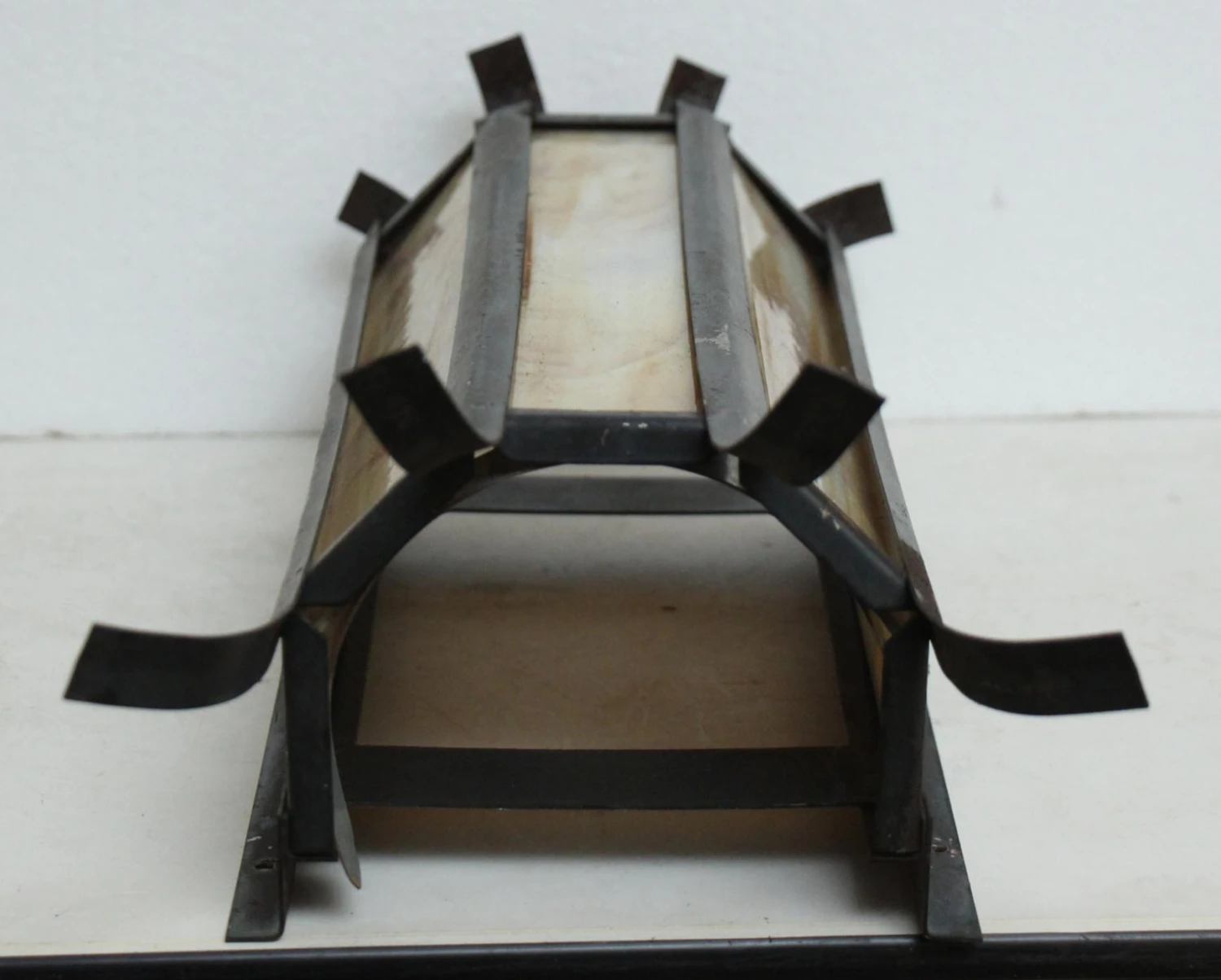 Pair Of Vintage Modern Stained Glass Iron Wall Sconces 10 Pair Of Vintage Modern Stained Glass Iron Wall Sconces - Image 8