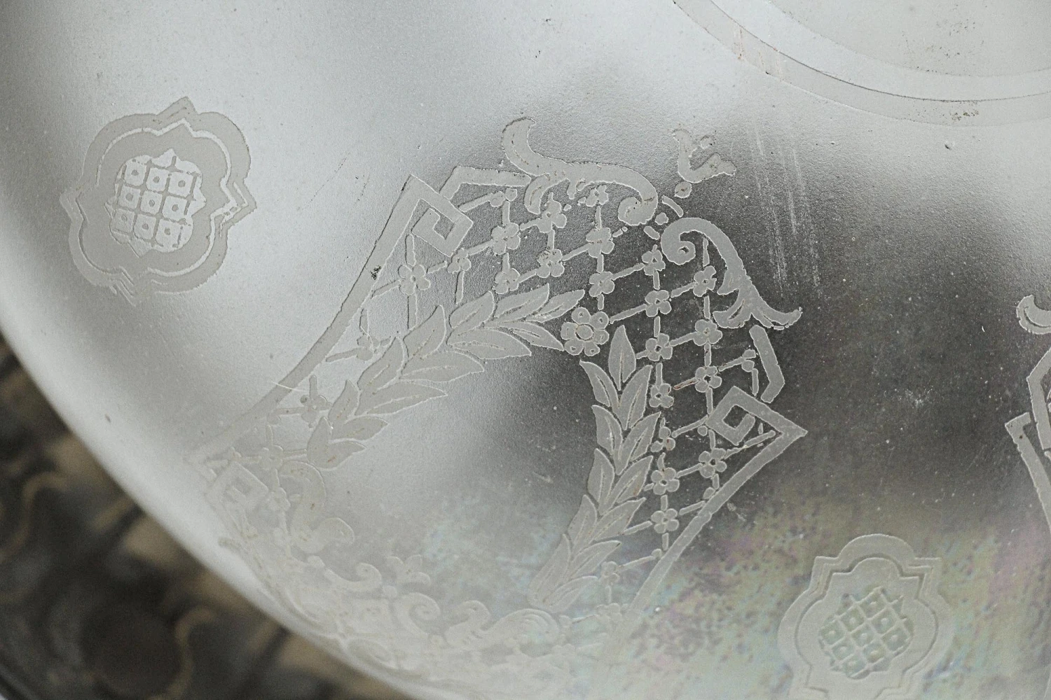 Opalescent Etched Shaded Up Pendant Light 6 Opalescent Etched Shaded Up Pendant Light - Image 4