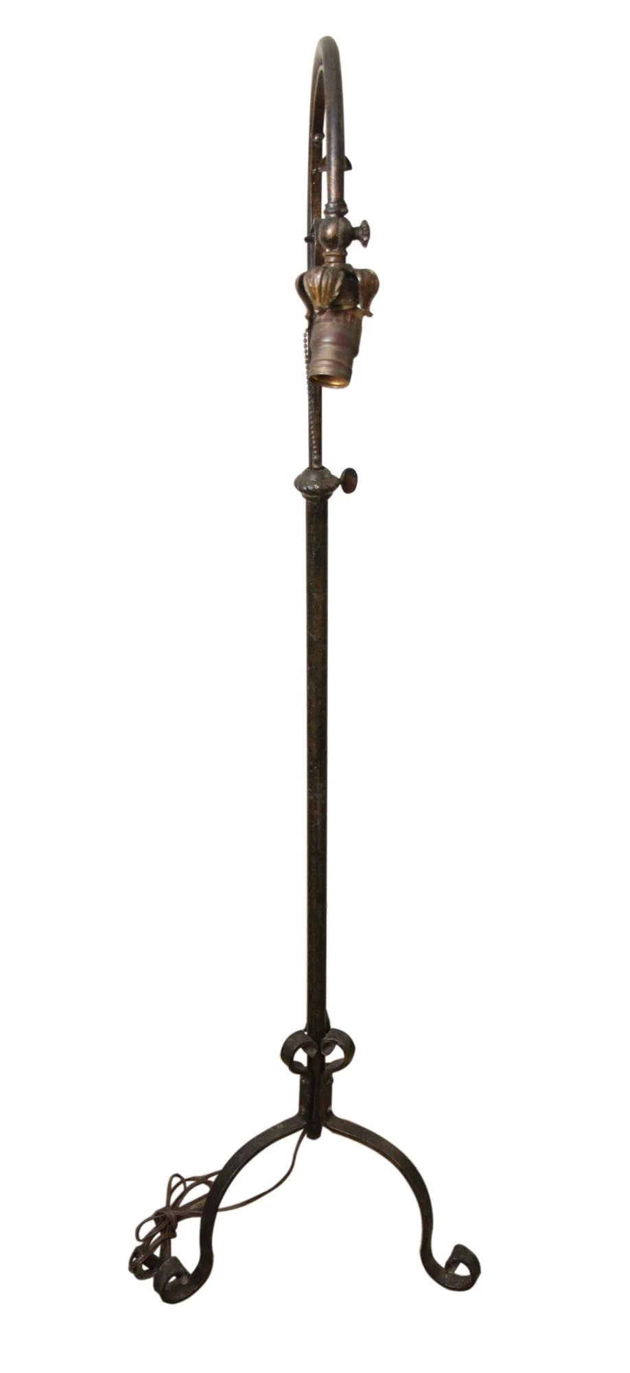 Early 20th Century Black Wrought Iron Lamp 11 Early 20th Century Black Wrought Iron Lamp - Image 9