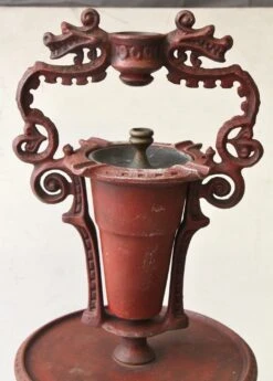 Art Deco Red Painted Iron Dragon Standing Ashtray 12 Art Deco Red Painted Iron Dragon Standing Ashtray -OGT Sale Store m217481 04