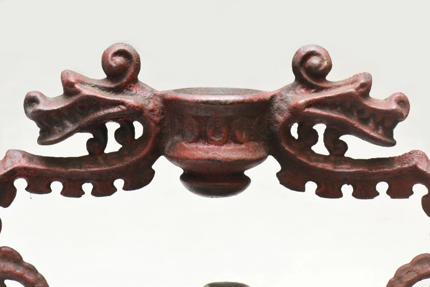 Art Deco Red Painted Iron Dragon Standing Ashtray 7 Art Deco Red Painted Iron Dragon Standing Ashtray - Image 5