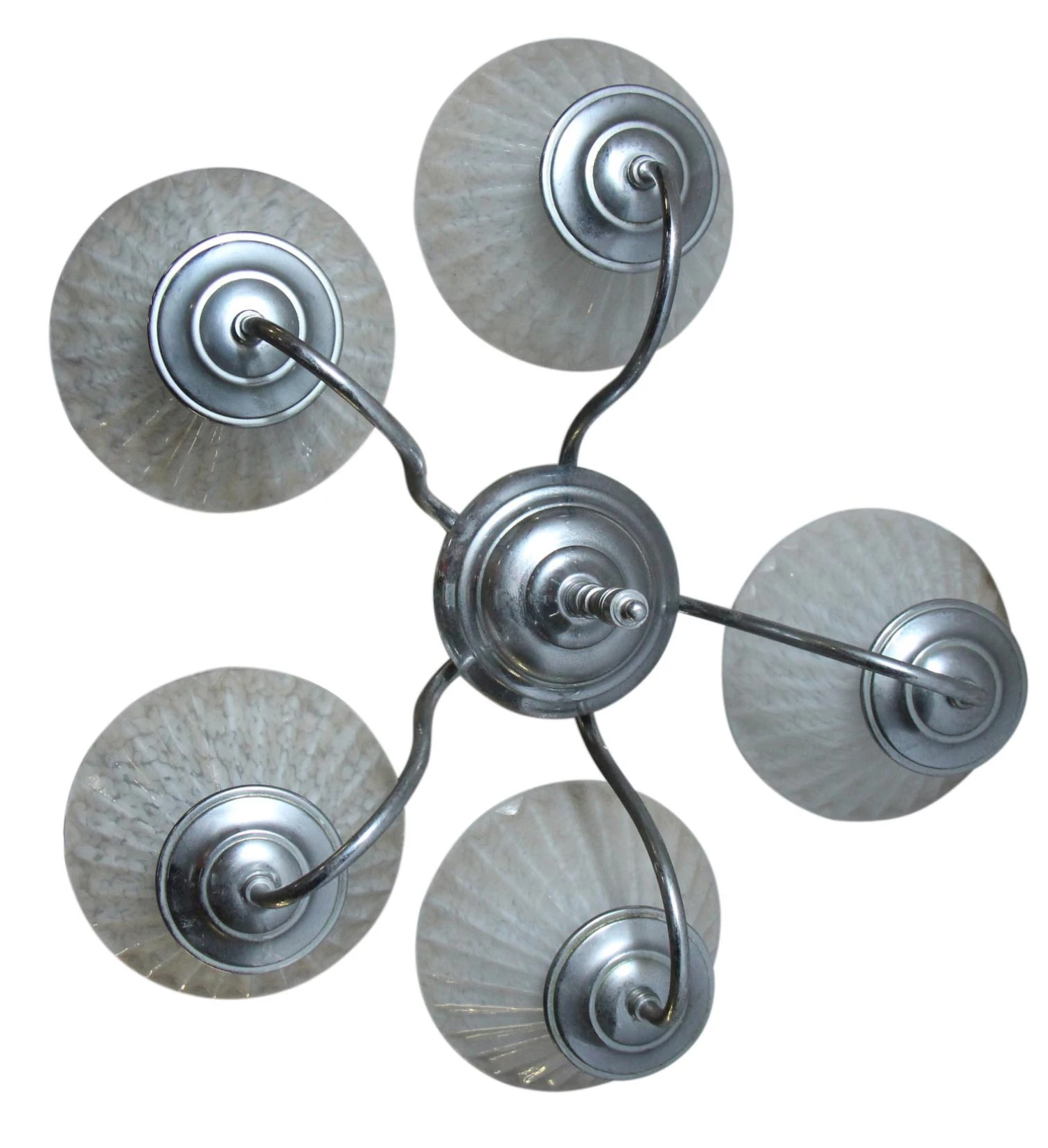 Art Deco 5 Arm Chrome Slip Shade Chandelier 7 Art Deco 5 Arm Chrome Slip Shade Chandelier - Image 5