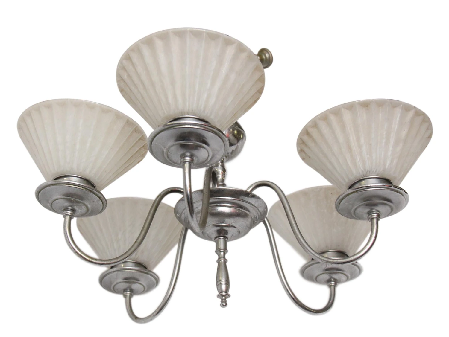 Art Deco 5 Arm Chrome Slip Shade Chandelier 10 Art Deco 5 Arm Chrome Slip Shade Chandelier - Image 8