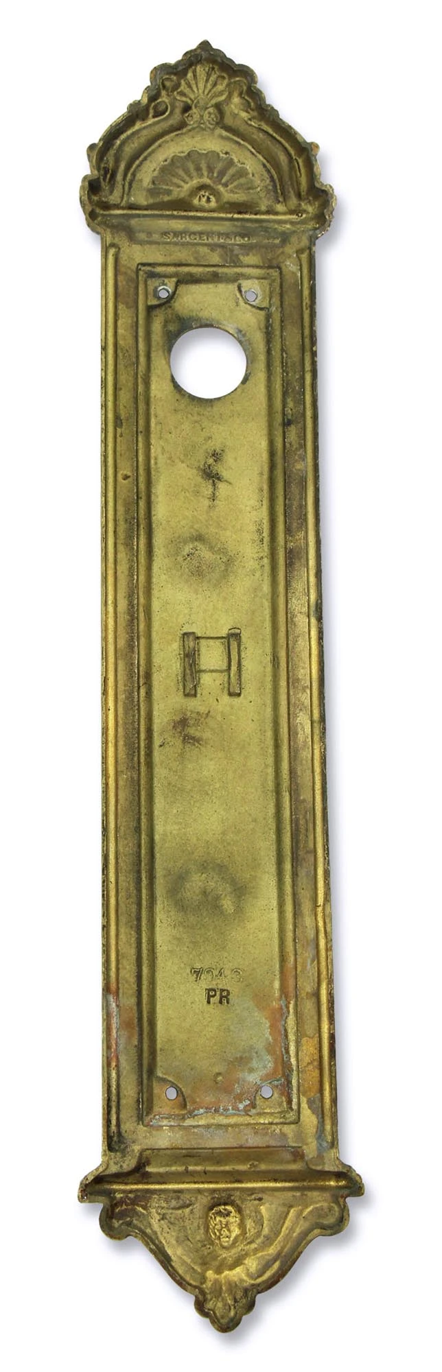 Antique 19.75 In. Sargent Brass Victorian Door Push Plate 7 Antique 19.75 In. Sargent Brass Victorian Door Push Plate - Image 5