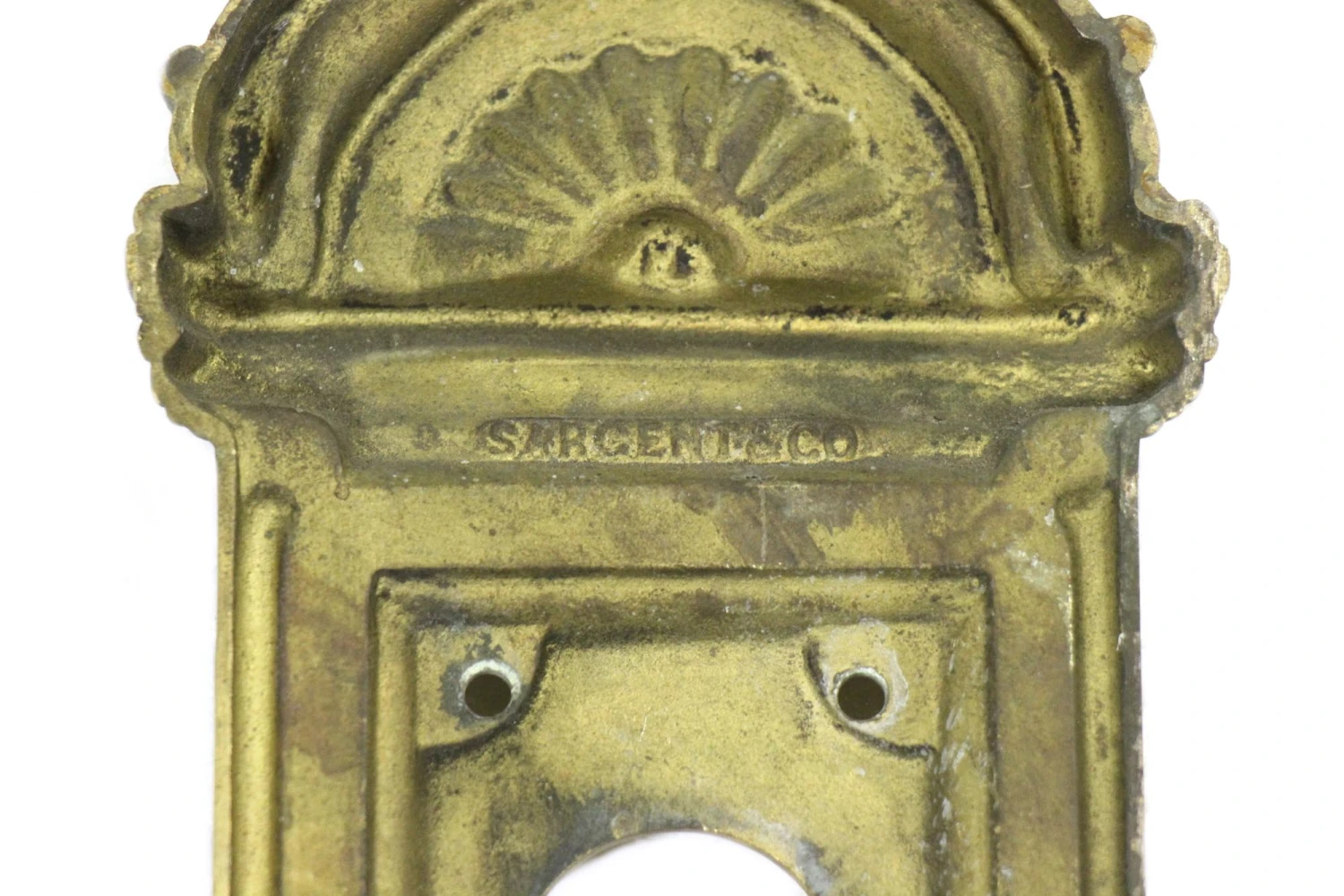 Antique 19.75 In. Sargent Brass Victorian Door Push Plate 8 Antique 19.75 In. Sargent Brass Victorian Door Push Plate - Image 6