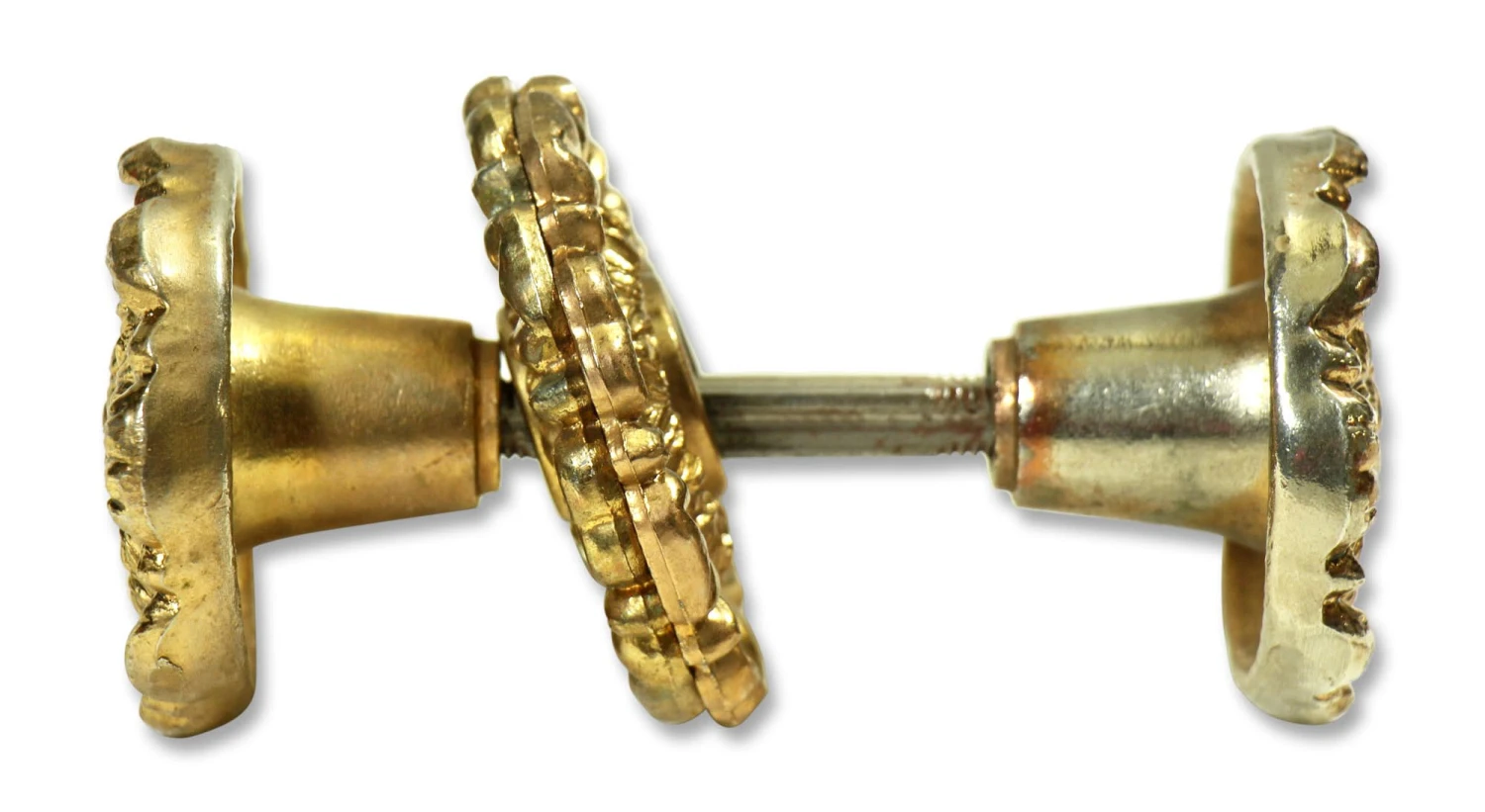 Vintage Highly Floral Polished Brass Passage Door Knob Set 7 Vintage Highly Floral Polished Brass Passage Door Knob Set - Image 5