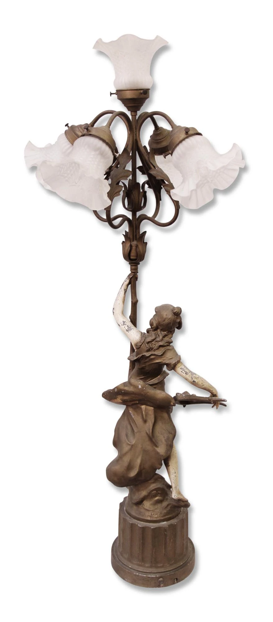 Victorian Figural 5 Frosted Shades Table Lamp 13 Victorian Figural 5 Frosted Shades Table Lamp - Image 11