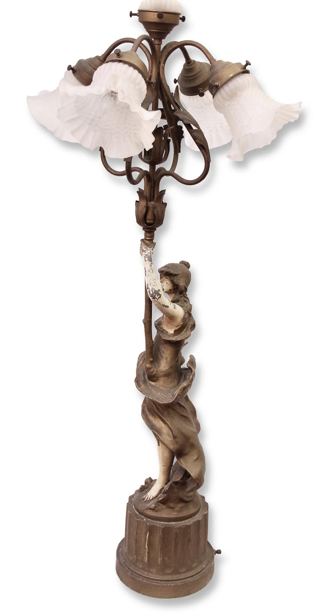 Victorian Figural 5 Frosted Shades Table Lamp 14 Victorian Figural 5 Frosted Shades Table Lamp - Image 12