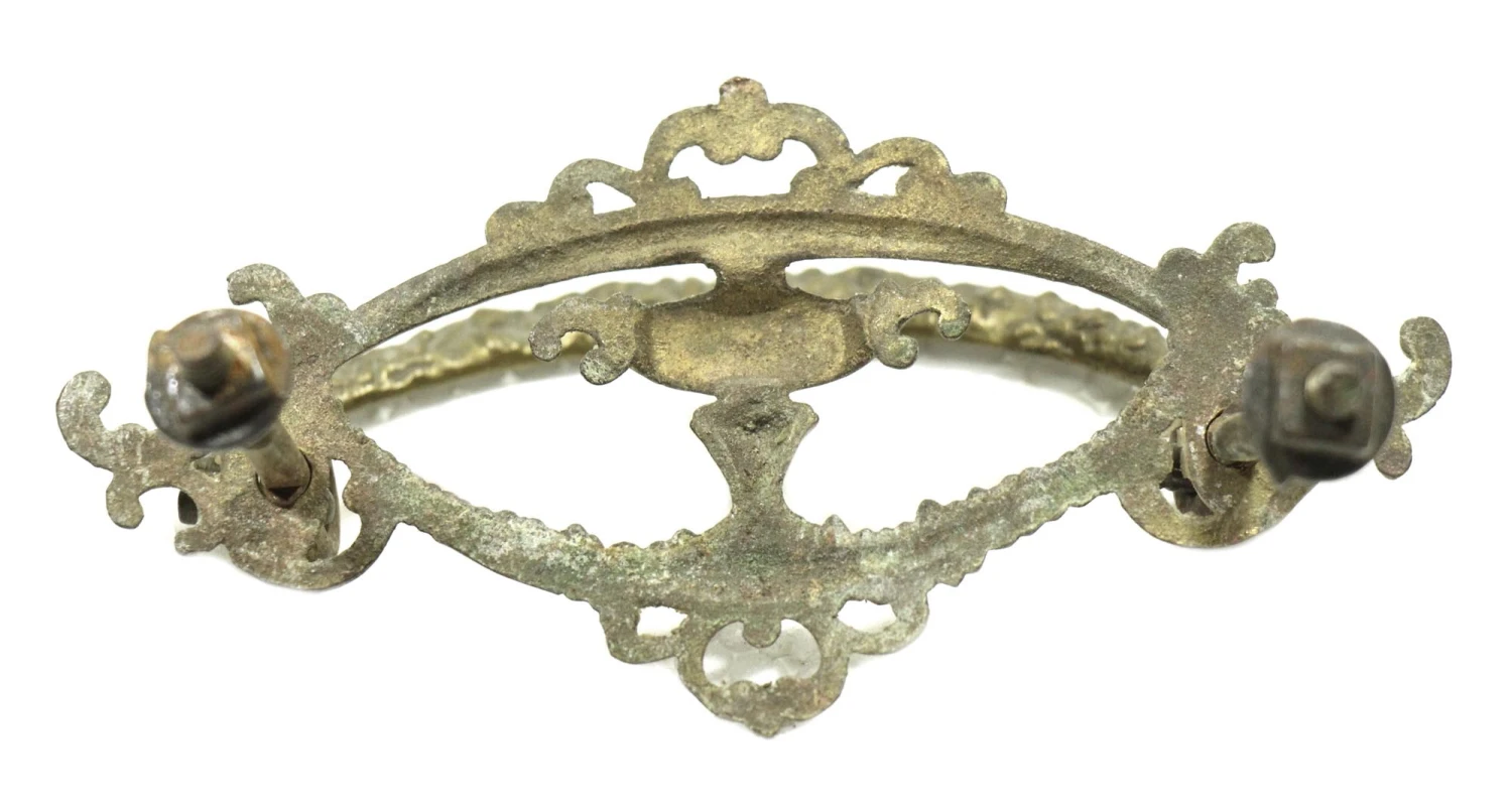 Antique Victorian Beaded Brass Bail Drawer Pull 6 Antique Victorian Beaded Brass Bail Drawer Pull - Image 4