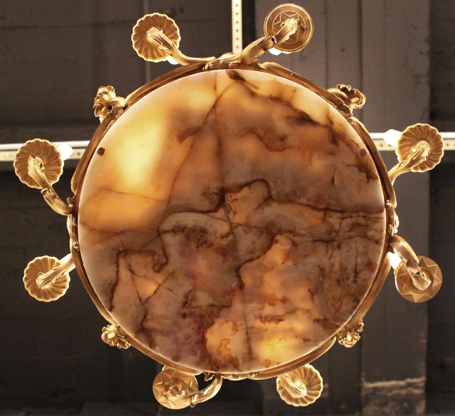 Antique French Gilt Bronze & Marble Chandelier 7 Antique French Gilt Bronze & Marble Chandelier - Image 5