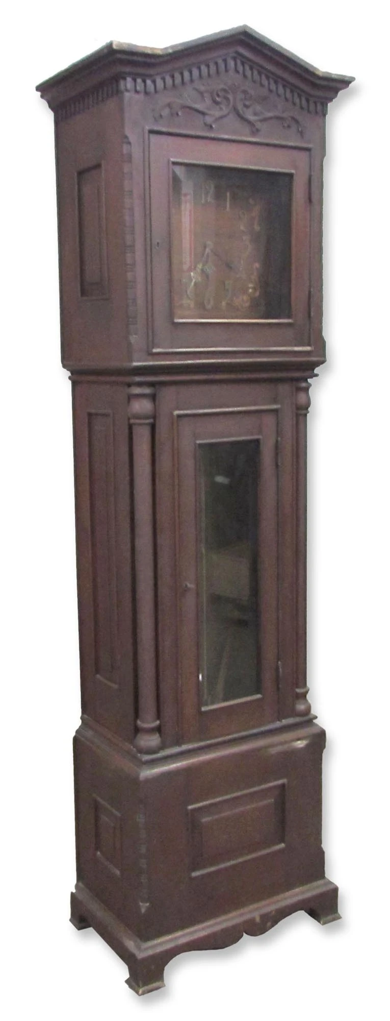 Antique Carved Wood Grandfather Clock 11 Antique Carved Wood Grandfather Clock - Image 9