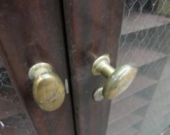 Vintage Wood & Metal Cabinets With Chicken Wire Glass Doors 17 Vintage Wood & Metal Cabinets With Chicken Wire Glass Doors -OGT Sale Store m218818 07