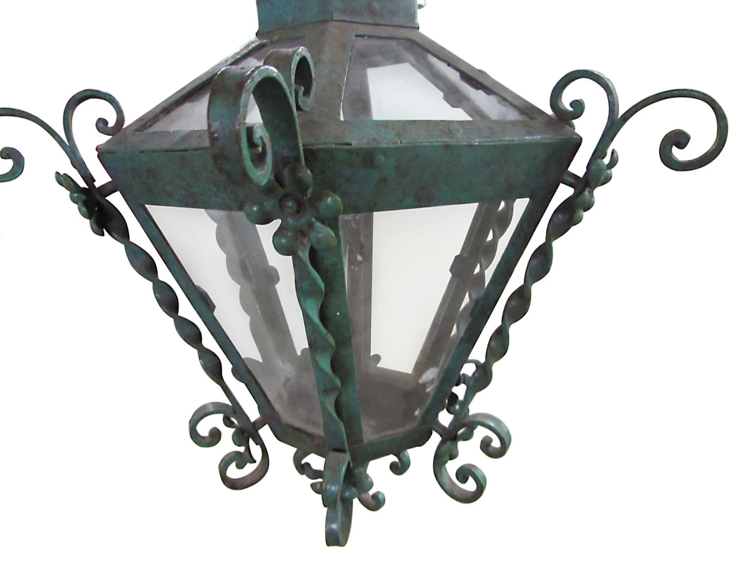 Traditional Green Wrought Iron Ceiling Lantern 6 Traditional Green Wrought Iron Ceiling Lantern - Image 4