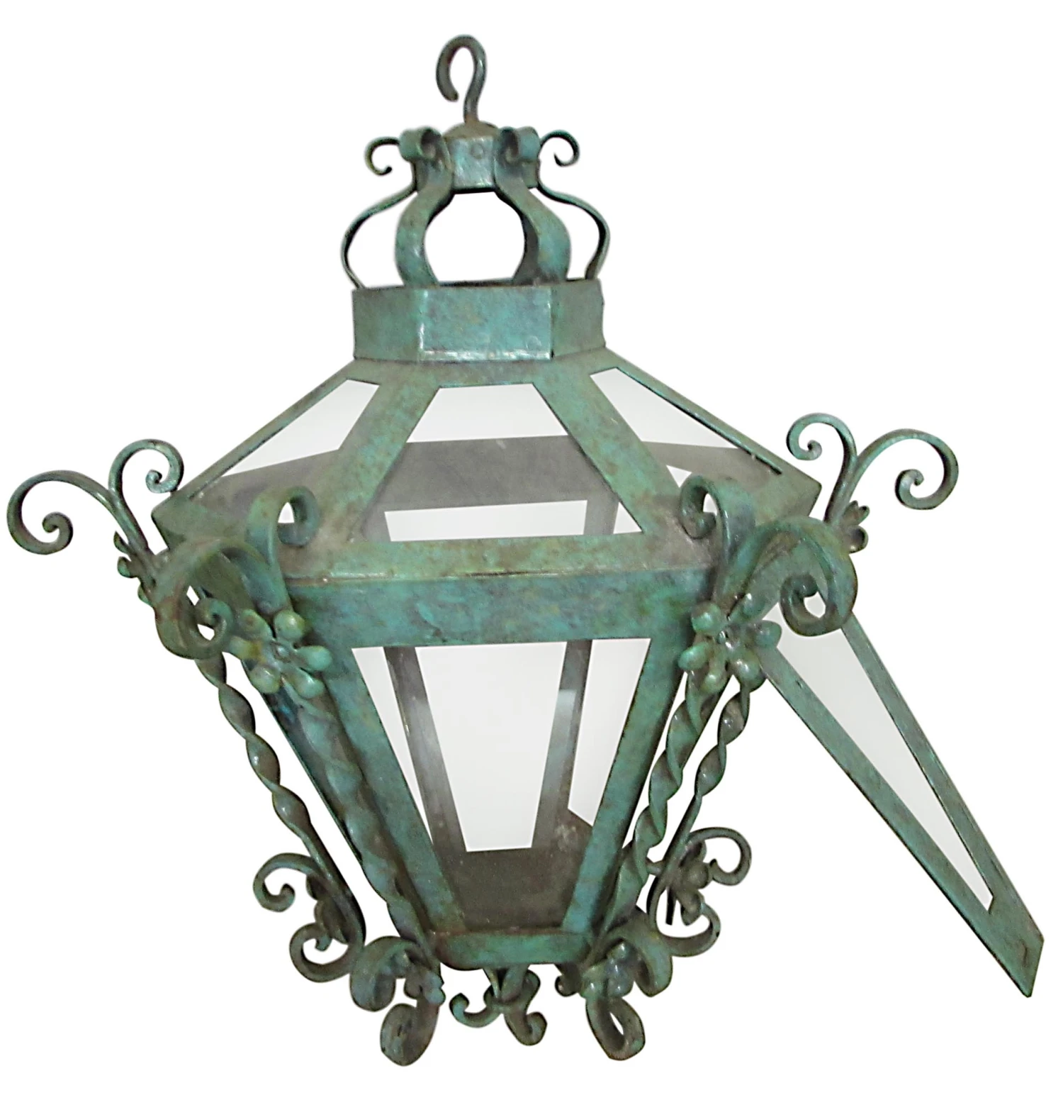 Traditional Green Wrought Iron Ceiling Lantern 7 Traditional Green Wrought Iron Ceiling Lantern - Image 5
