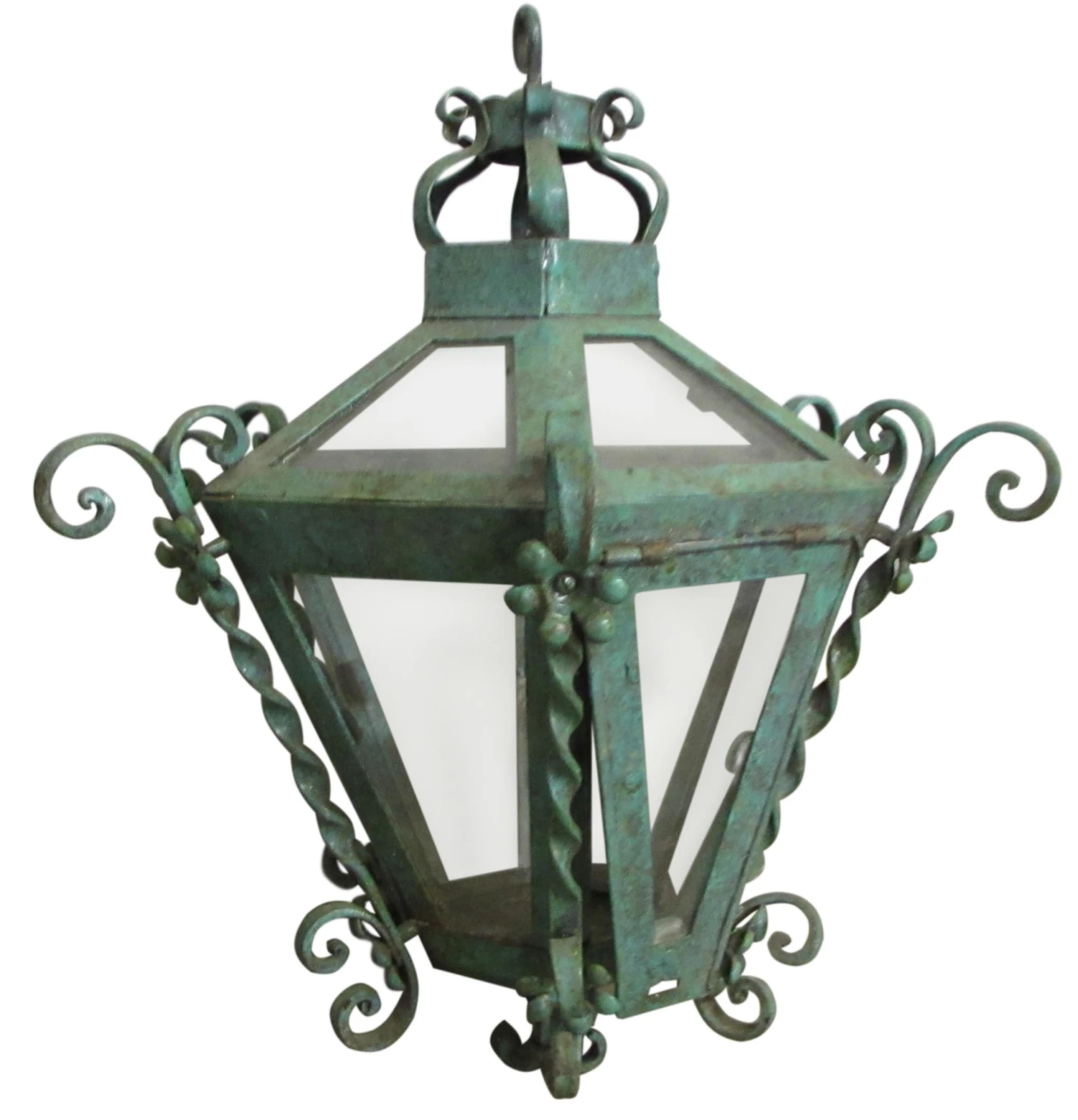 Traditional Green Wrought Iron Ceiling Lantern 10 Traditional Green Wrought Iron Ceiling Lantern - Image 8