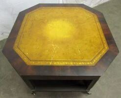 Antique Octagon Shaped Leather Top Rolling Side Table 20 Antique Octagon Shaped Leather Top Rolling Side Table -OGT Sale Store m218888 09
