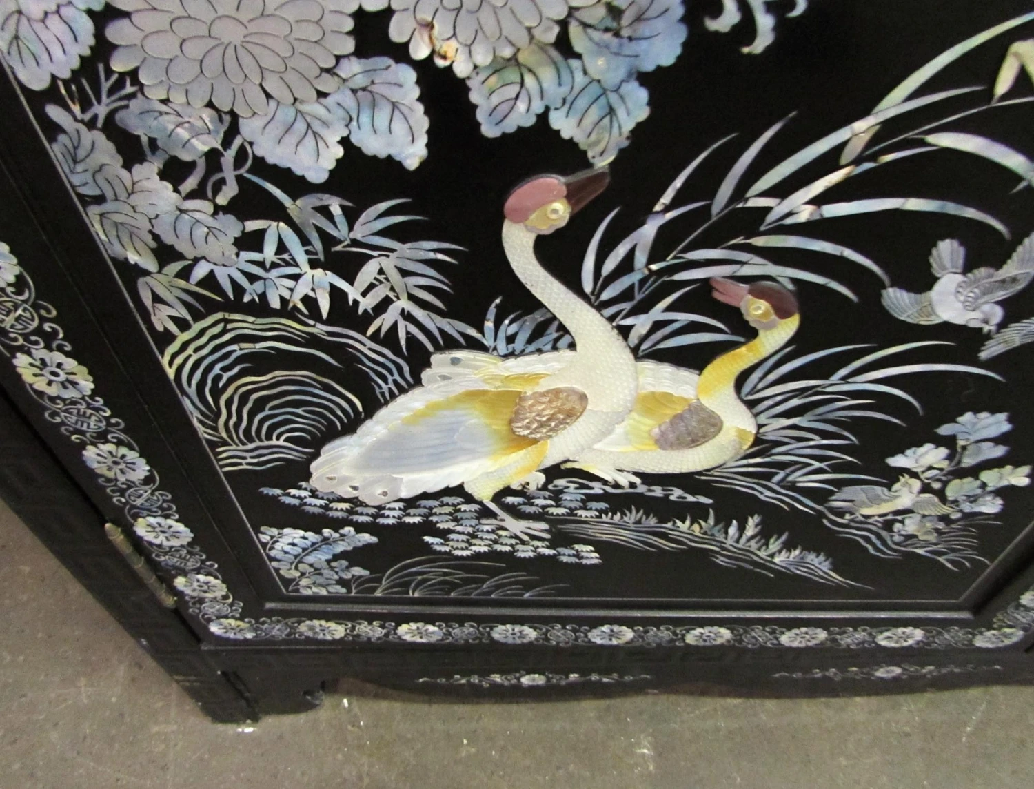 Vintage 71 In. Glass Top Asian Sideboard Cabinet 6 Vintage 71 In. Glass Top Asian Sideboard Cabinet - Image 4