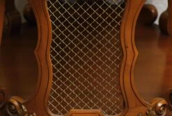 Vintage French Carved Wood Metal Grids Side Table -OGT Sale Store m219614 04