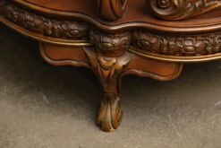 Vintage French Carved Wood Metal Grids Side Table -OGT Sale Store m219614 06