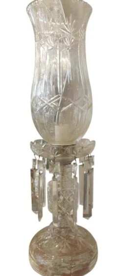 Pair Of Etched Clear Crystal Mantel Candelabra Lamps 11 Pair Of Etched Clear Crystal Mantel Candelabra Lamps -OGT Sale Store m220292 04