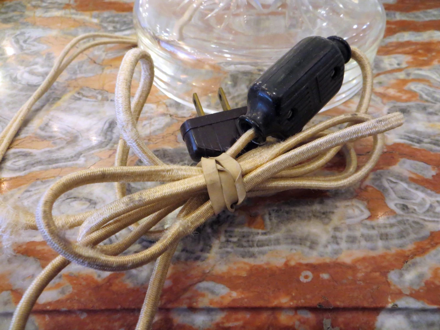 Pair Of Etched Clear Crystal Mantel Candelabra Lamps 7 Pair Of Etched Clear Crystal Mantel Candelabra Lamps - Image 5