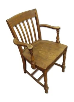 Vintage Slatted Back Oak Wooden Arm Chair -OGT Sale Store m220408 04