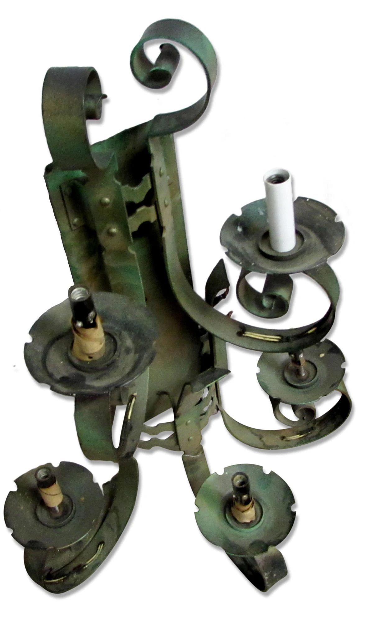 Antique Arts & Crafts 5 Arm Iron Wall Sconce 6 Antique Arts & Crafts 5 Arm Iron Wall Sconce - Image 4