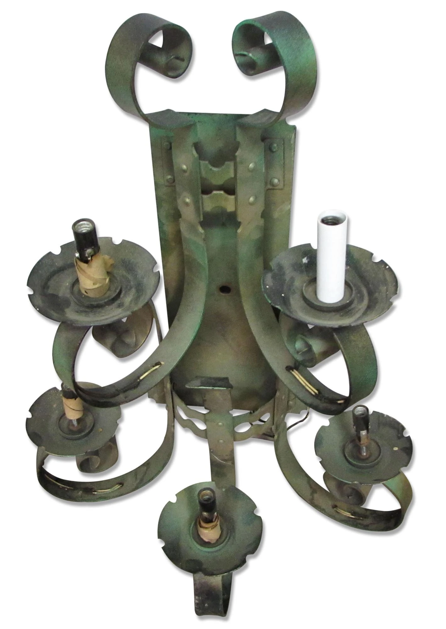 Antique Arts & Crafts 5 Arm Iron Wall Sconce 10 Antique Arts & Crafts 5 Arm Iron Wall Sconce - Image 8