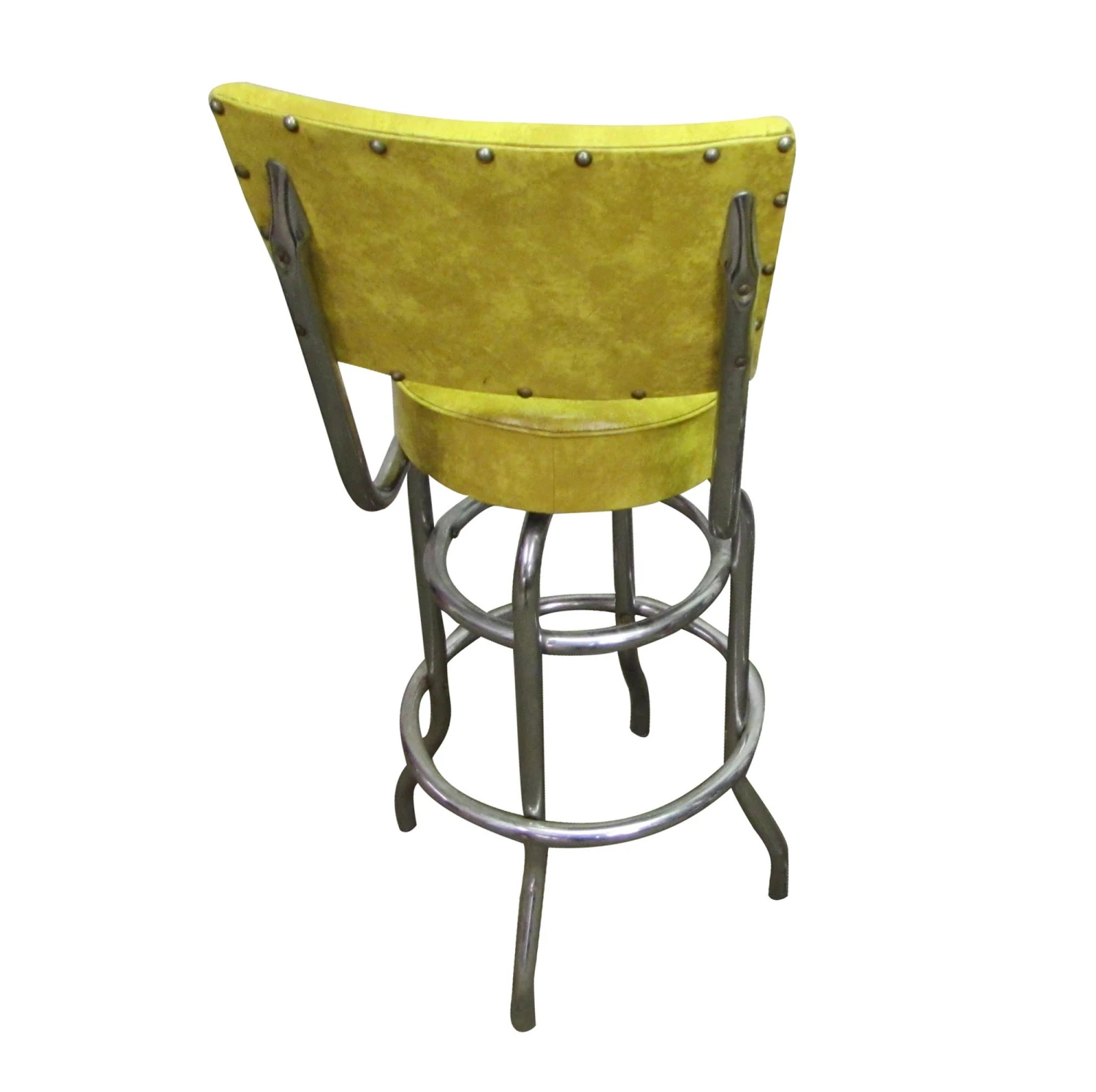 1950s Yellow Vinyl Steel Frame Bar Stool 8 1950s Yellow Vinyl Steel Frame Bar Stool - Image 6