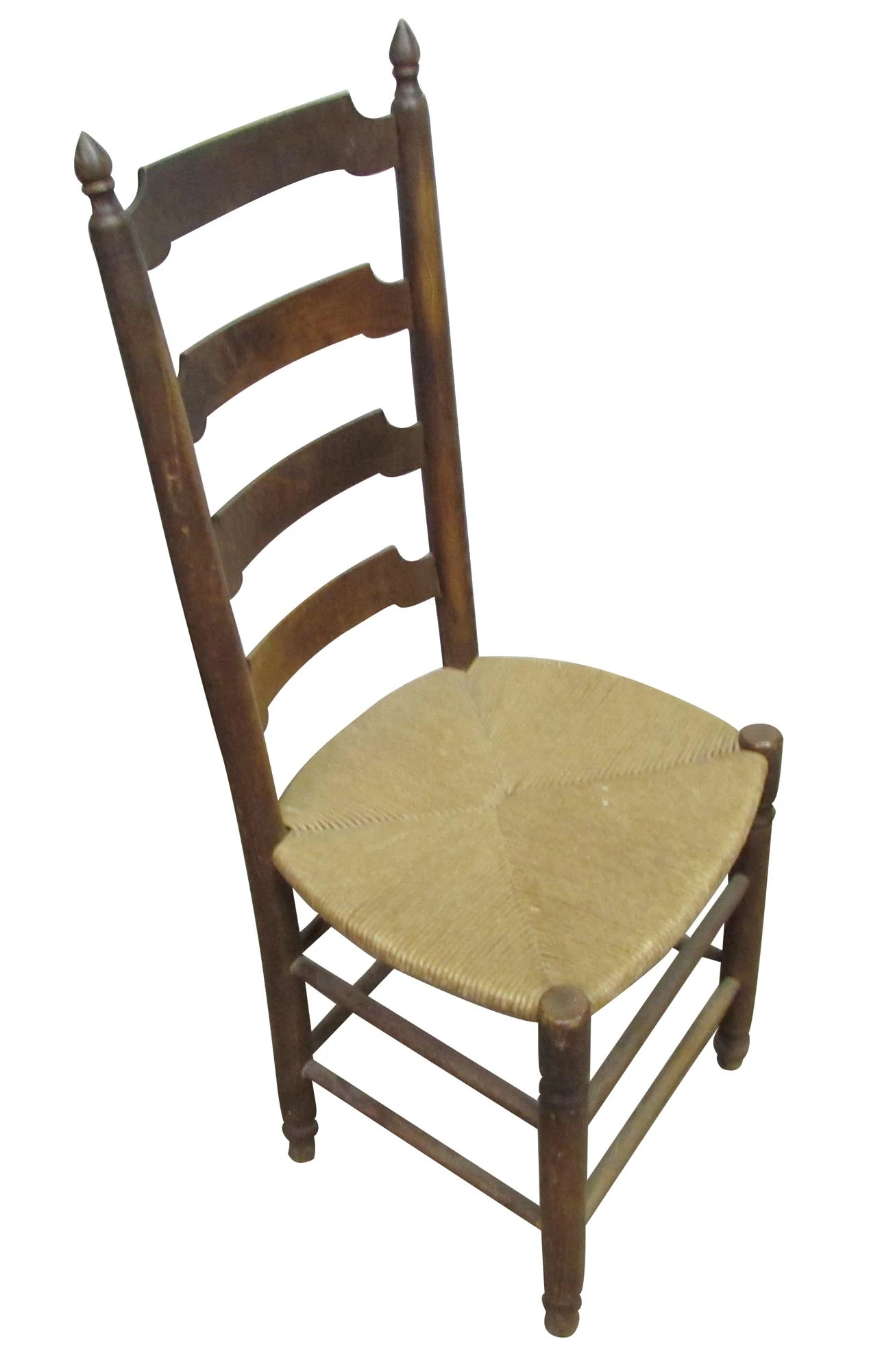 Vintage Ladder Back Wicker Seat Dark Wood Chair 7 Vintage Ladder Back Wicker Seat Dark Wood Chair - Image 5