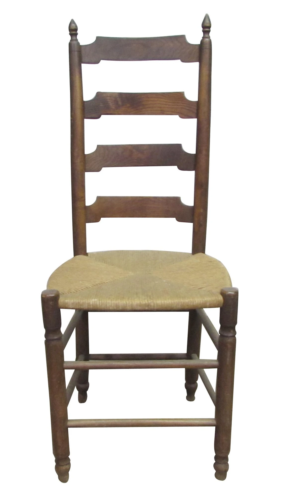 Vintage Ladder Back Wicker Seat Dark Wood Chair 8 Vintage Ladder Back Wicker Seat Dark Wood Chair - Image 6