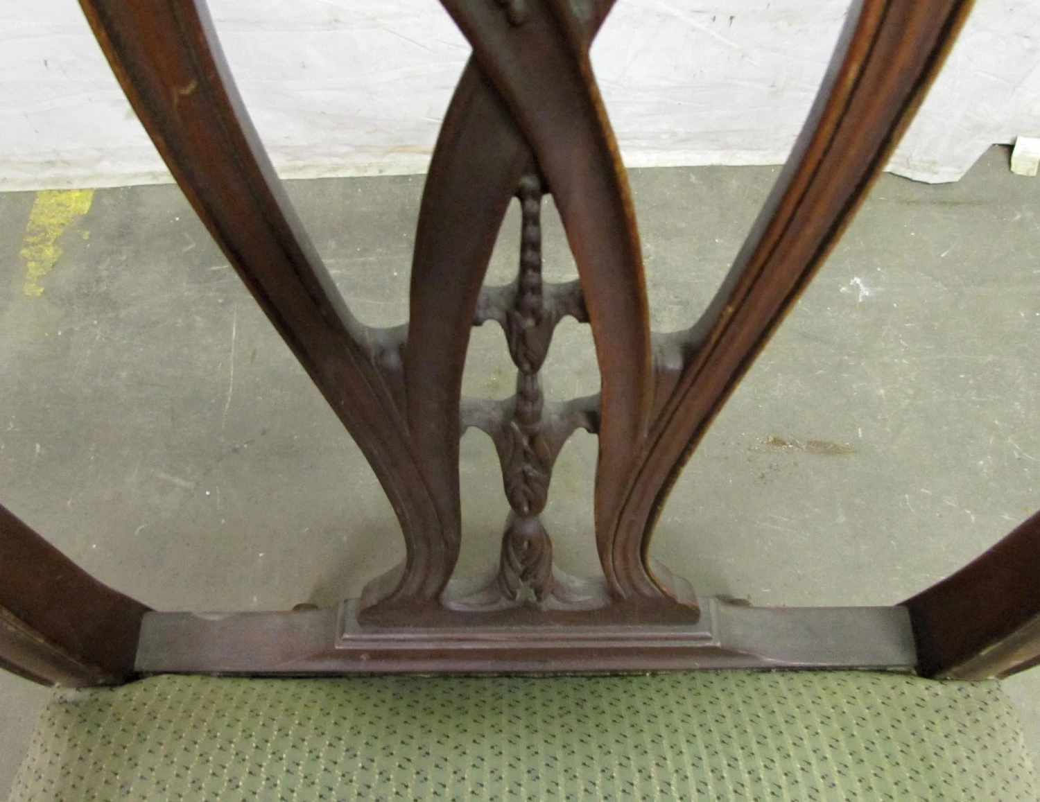 Traditional Mahogany Wood Green Fabric Arm Chair 6 Traditional Mahogany Wood Green Fabric Arm Chair - Image 4