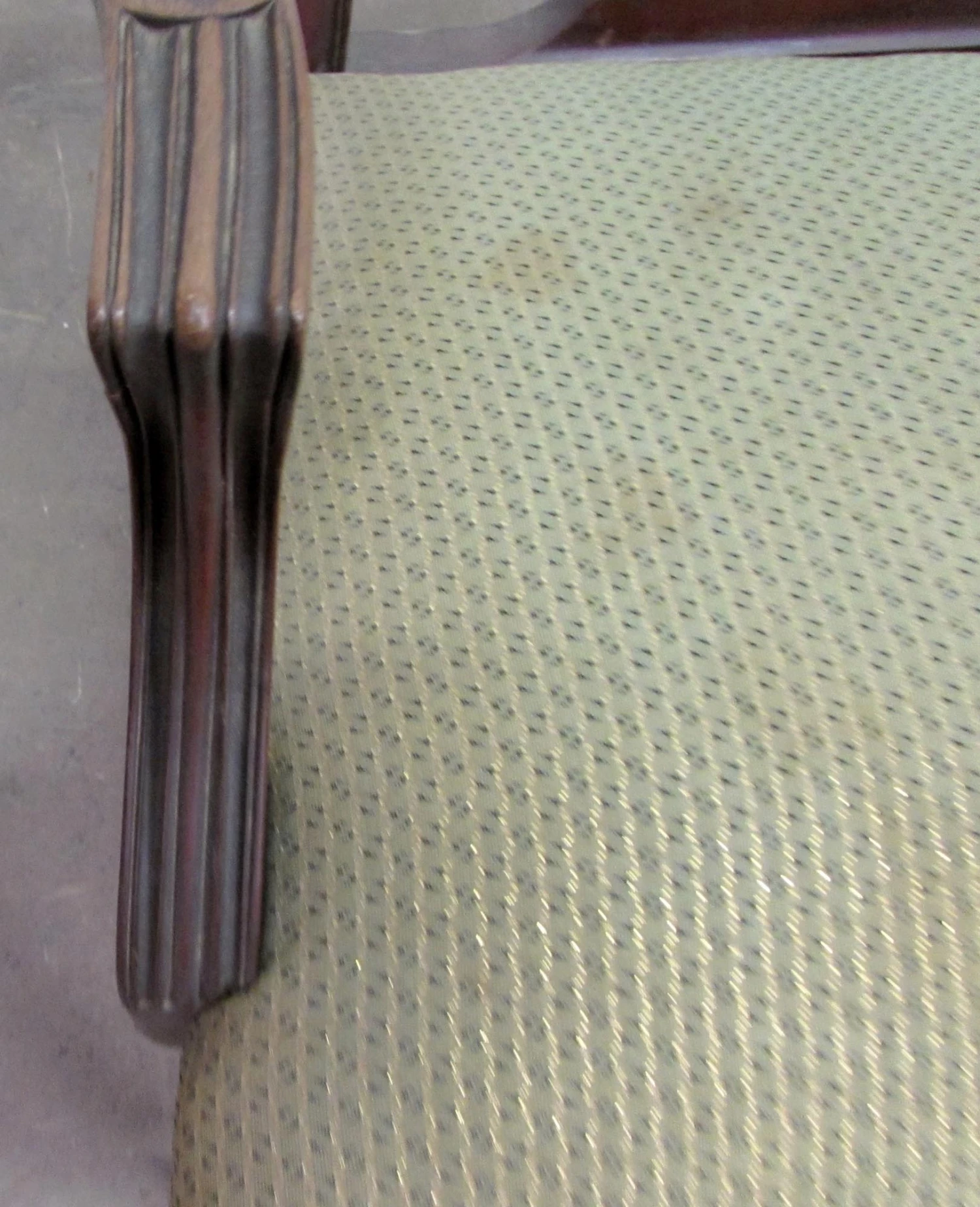 Traditional Mahogany Wood Green Fabric Arm Chair 8 Traditional Mahogany Wood Green Fabric Arm Chair - Image 6