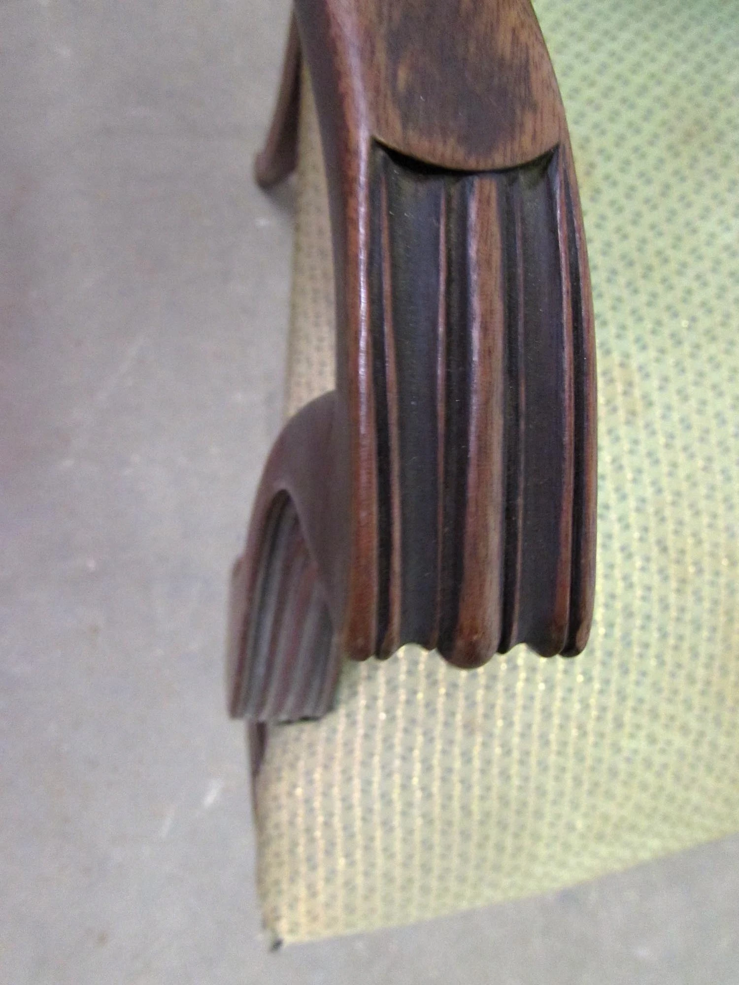 Traditional Mahogany Wood Green Fabric Arm Chair 12 Traditional Mahogany Wood Green Fabric Arm Chair - Image 10