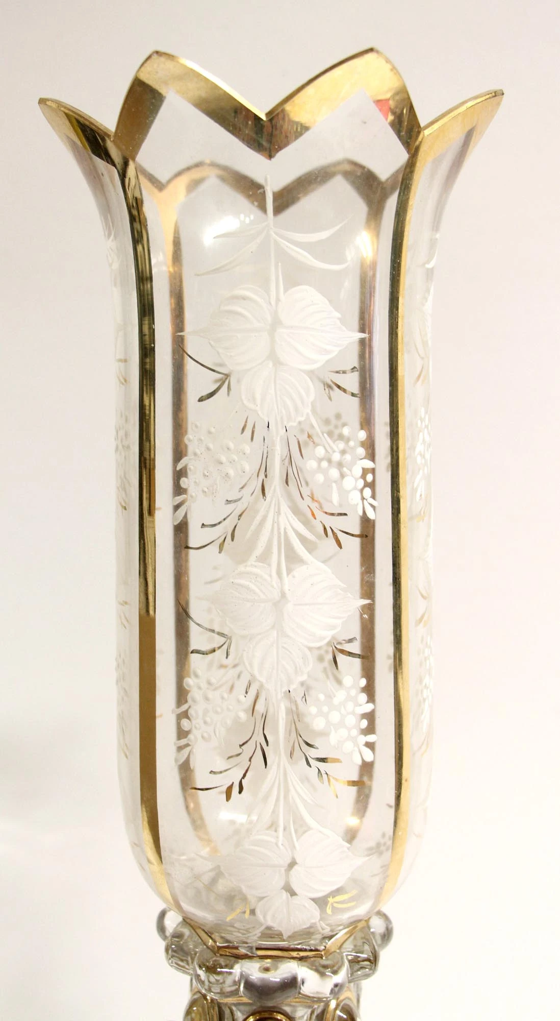 Antique Bohemian Czech Crystal Mantle Candlestick Lamps 6 Antique Bohemian Czech Crystal Mantle Candlestick Lamps - Image 4