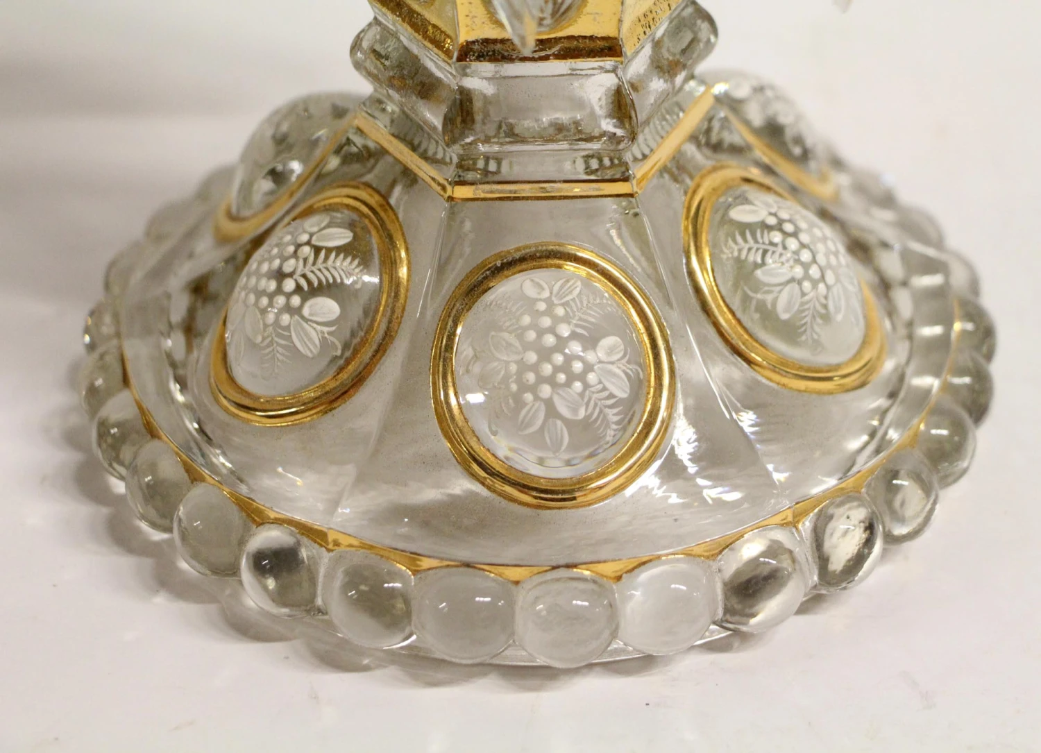 Antique Bohemian Czech Crystal Mantle Candlestick Lamps 11 Antique Bohemian Czech Crystal Mantle Candlestick Lamps - Image 9