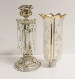 Antique Bohemian Czech Crystal Mantle Candlestick Lamps 21 Antique Bohemian Czech Crystal Mantle Candlestick Lamps -OGT Sale Store m221780 11