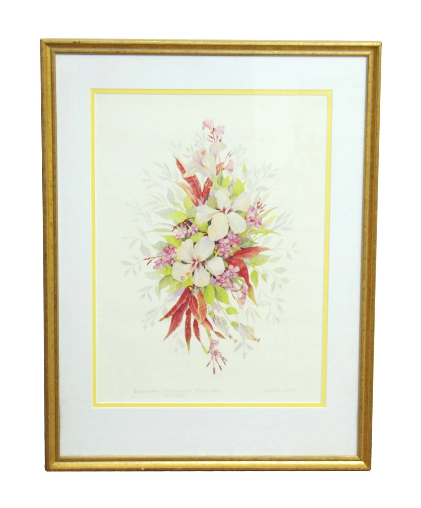 Pair Of Gold Framed Floral Prints 7 Pair Of Gold Framed Floral Prints - Image 5