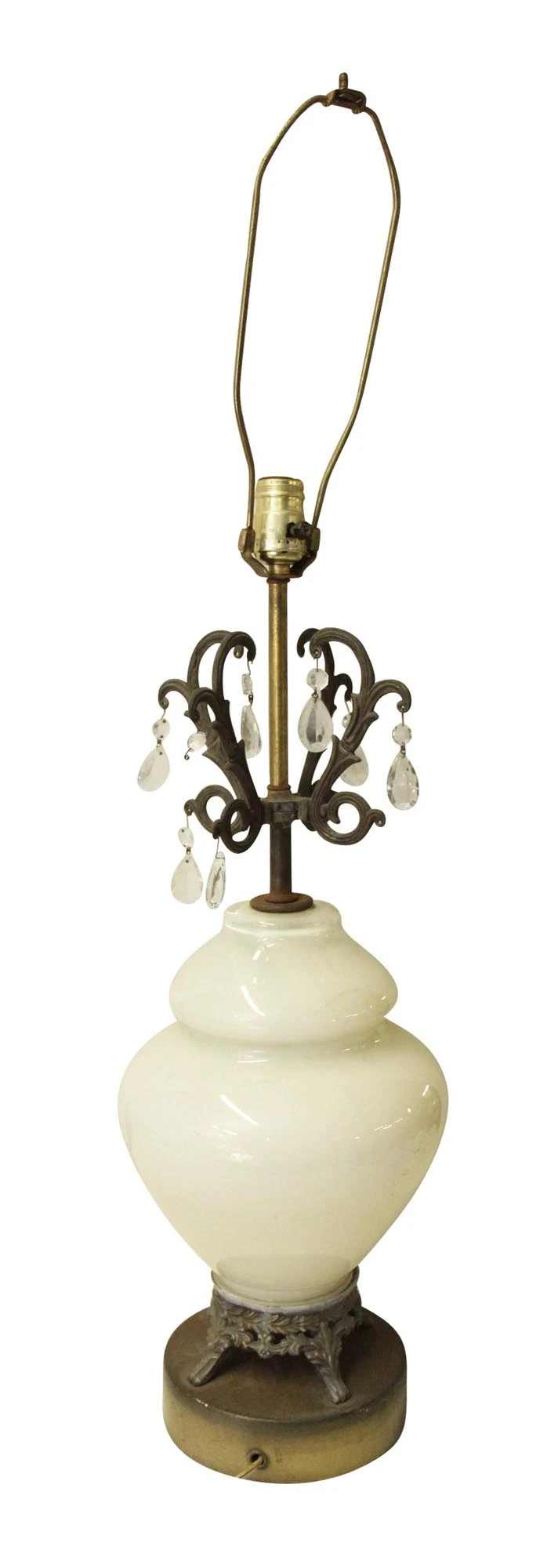 Vintage White Floral Crystal & Glass Table Lamp 10 Vintage White Floral Crystal & Glass Table Lamp - Image 8