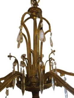 Art Deco Bronze & Crystal 5 Arm Down Light Chandelier -OGT Sale Store m224177 04