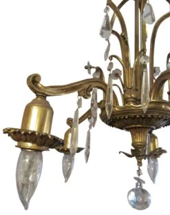 Art Deco Bronze & Crystal 5 Arm Down Light Chandelier -OGT Sale Store m224177 05